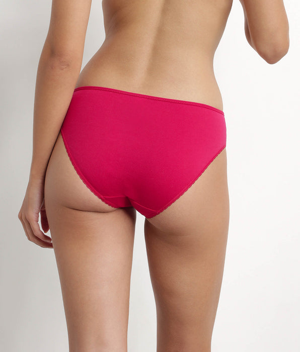 DIM Women's organic cotton and tulle plumetis panties Rouge Cerise Generous Dim