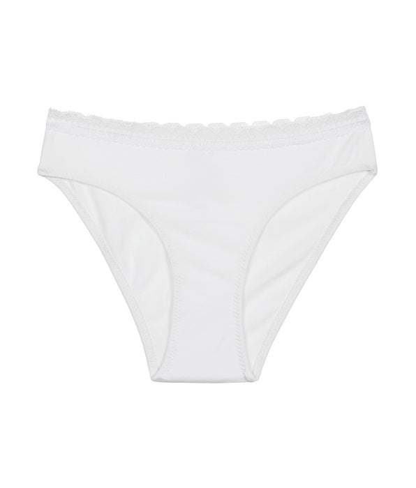 DIM Dim Trendy girls' white stretch cotton briefs with lace waistband