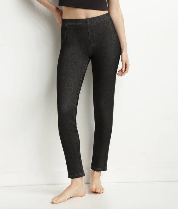 DIM Women's black denim leggings with pockets Dim Relax & Go