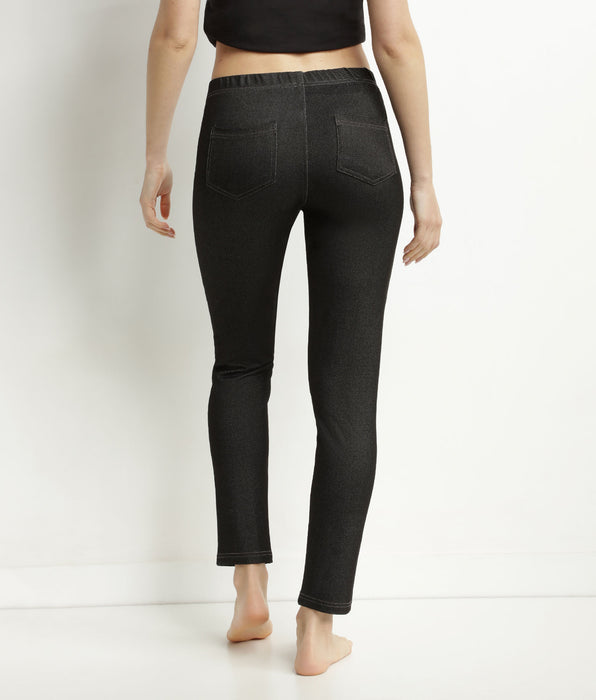 DIM Women's black denim leggings with pockets Dim Relax & Go