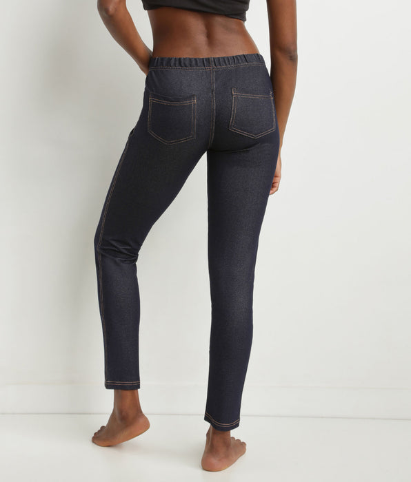 DIM Women's navy-blue denim leggings with pockets Dim Relax & Go