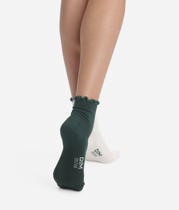 DIM Pack of 2 pairs of women's ruffled socks Pin Ivory Dim Modal