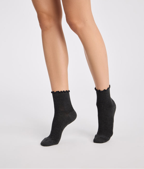 DIM Pack of 2 anthracite grey and burgundy Modal ankle socks