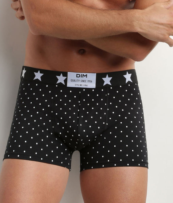 DIM Pack of 3 men's stretch cotton boxers with polka dot and stripe prints Dim Vibes