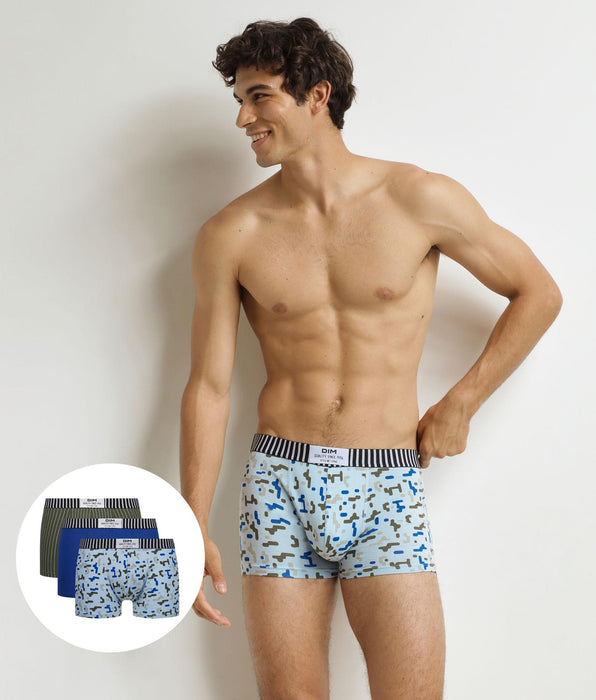 DIM Pack of 3 Men's Black Blue Khaki Dim Vibes Boxer Briefs