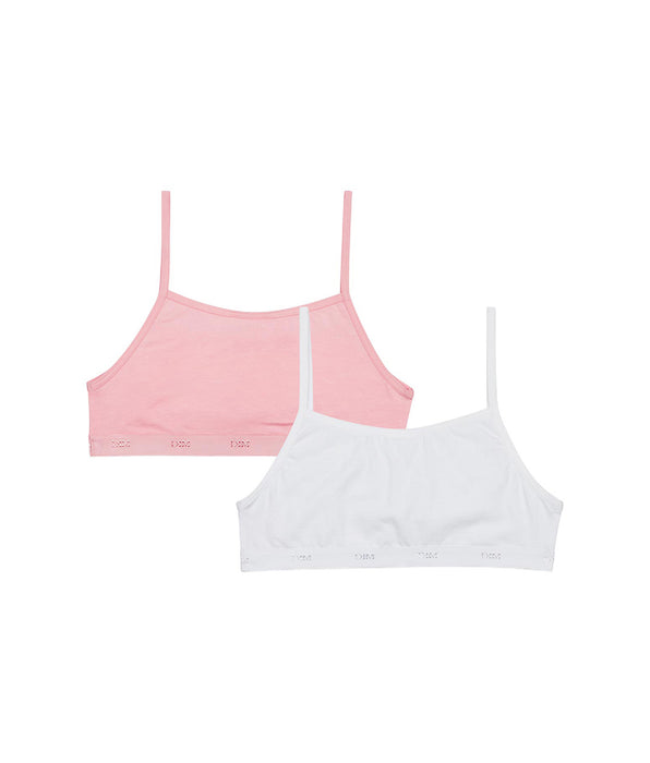 DIM Les Pockets Ecodim Pack of 2 Pink White girls' stretch cotton bras
