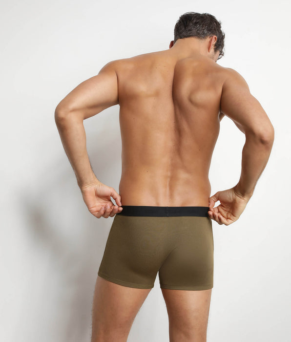 DIM Men's boxer shorts in olive green ribbed modal cotton Dim Elegant