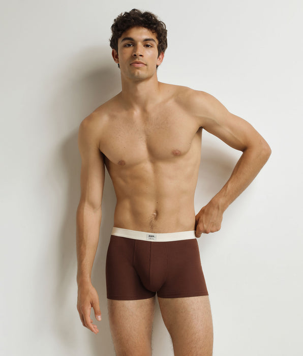DIM Men's ribbed boxer shorts Chocolate Dim Elegant
