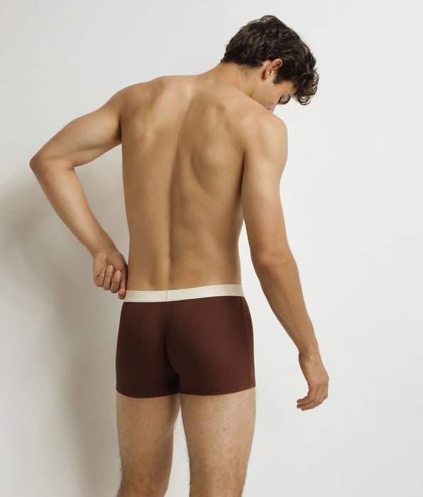 DIM Men's ribbed boxer shorts Chocolate Dim Elegant
