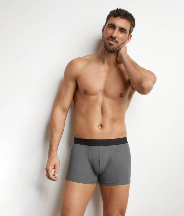 DIM Men's boxer shorts in ribbed modal cotton Steel Grey Dim Élégant