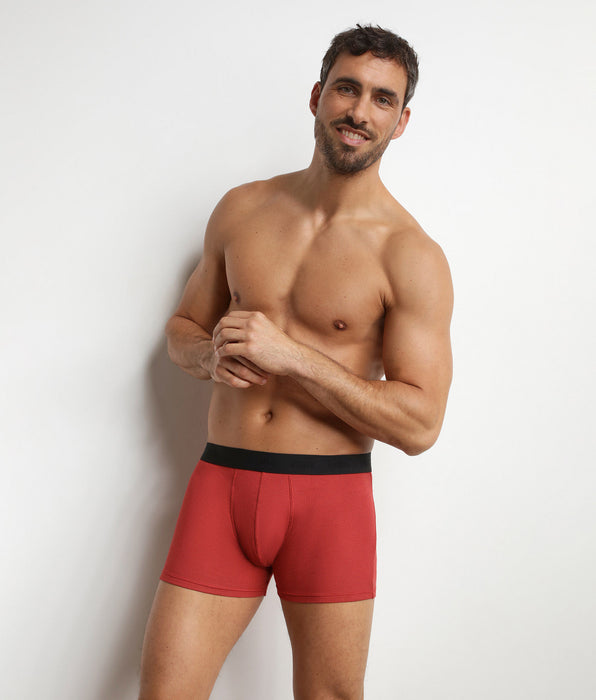 DIM Men's boxer shorts in ribbed modal cotton Rouge Dim Élégant