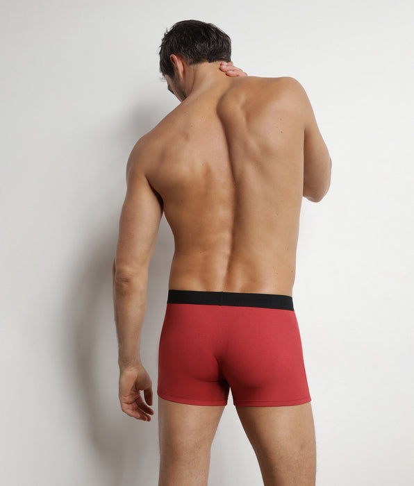 DIM Men's boxer shorts in ribbed modal cotton Rouge Dim Élégant
