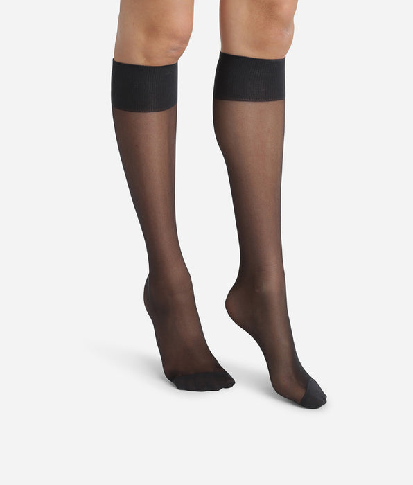 DIM Pack of 2 Black Ultra Resist knee-high socks made of reinforced Lycra