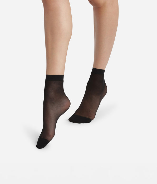 DIM Pack of 2 Black Ultra Resist knee-high socks made of reinforced voile