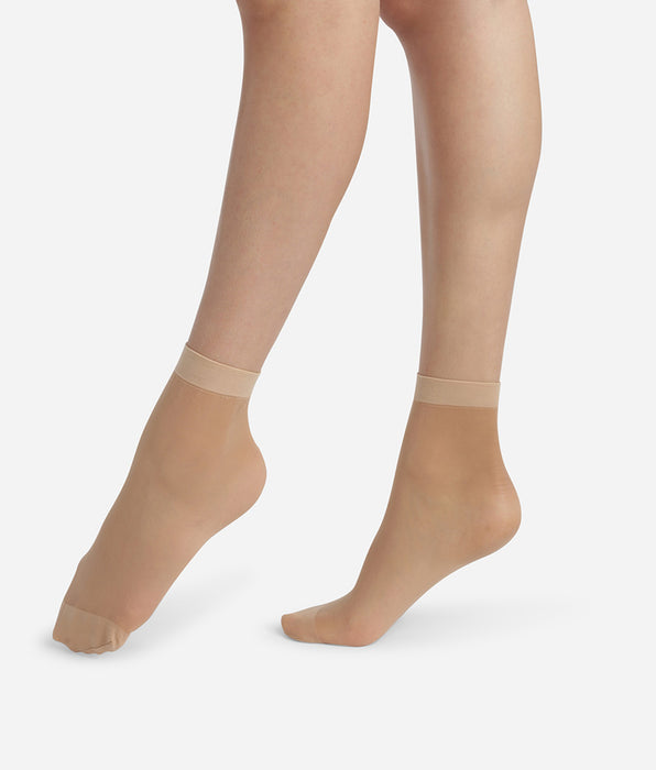 DIM Pack of 2 Beige Ultra Resist knee-high socks made of reinforced voile