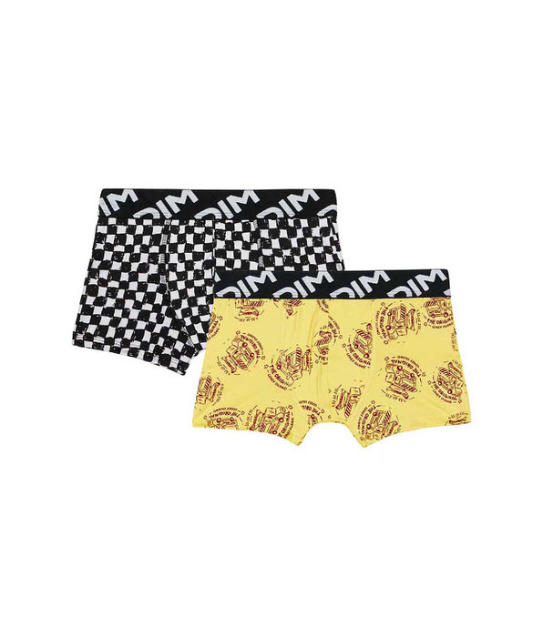 DIM Dim Micro Pack of 2 boys' boxers in recycled microfibre with a checkerboard pattern