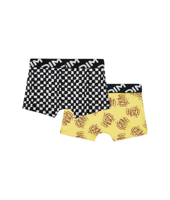 DIM Dim Micro Pack of 2 boys' boxers in recycled microfibre with a checkerboard pattern