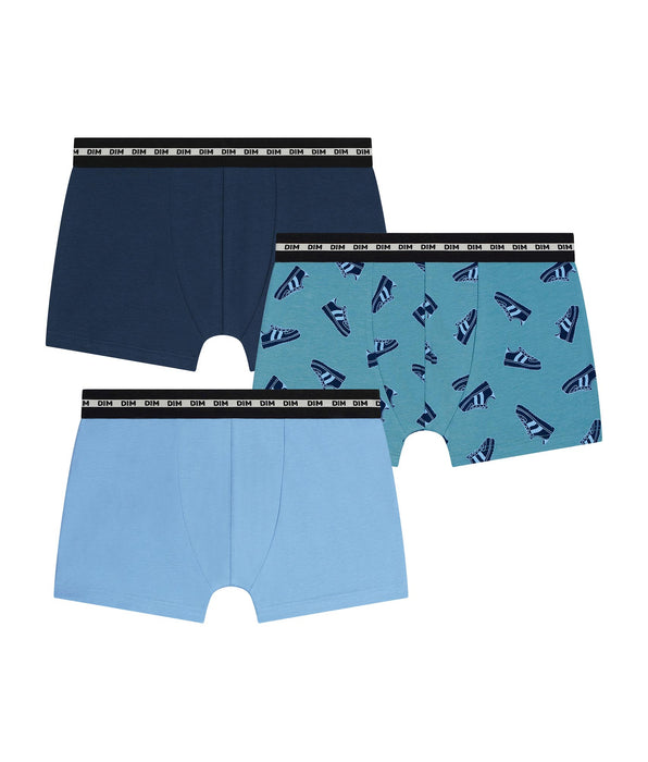 DIM Pack of 3 boys' stretch cotton boxer shorts with Streetwear EcoDim Mode patterns