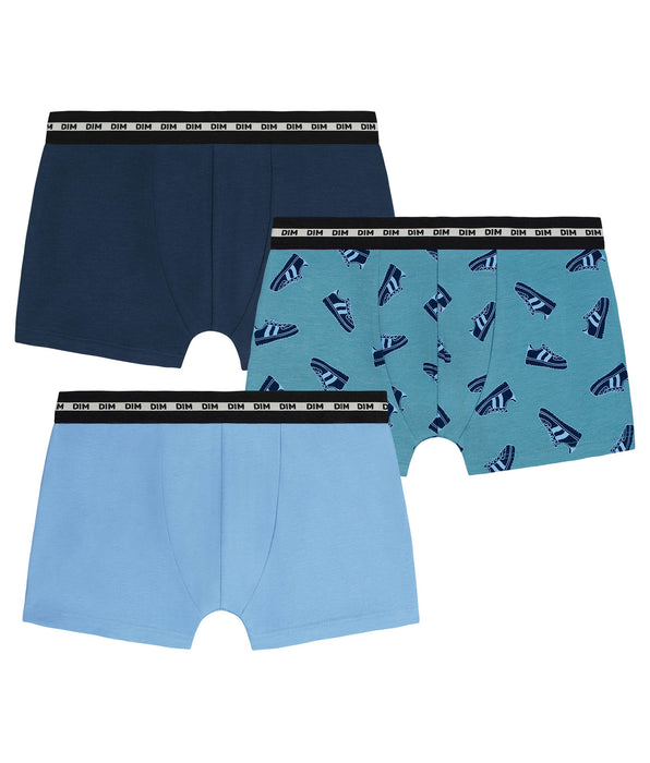 DIM Pack of 3 boys' stretch cotton boxer shorts with Streetwear EcoDim Mode patterns