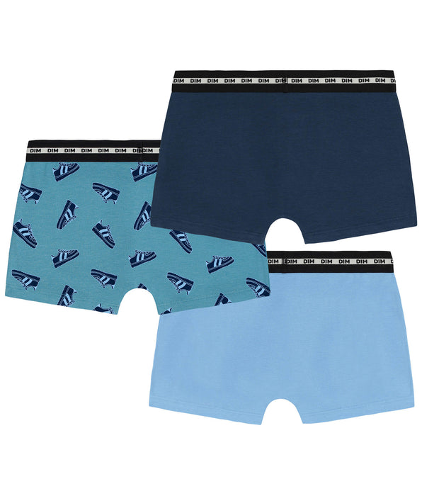 DIM Pack of 3 boys' stretch cotton boxer shorts with Streetwear EcoDim Mode patterns