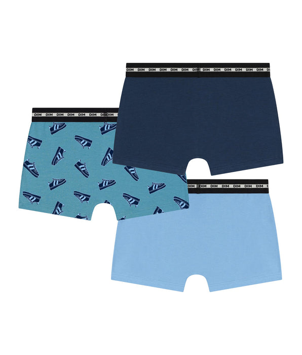 DIM Pack of 3 boys' stretch cotton boxer shorts with Streetwear EcoDim Mode patterns