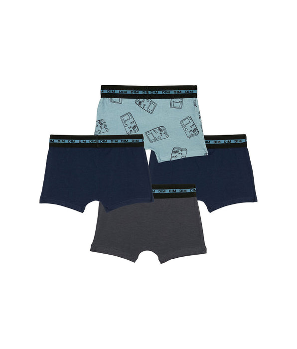 DIM Pack of 4 boy's stretch cotton gameboy pattern boxers Blue EcoDim Fashion
