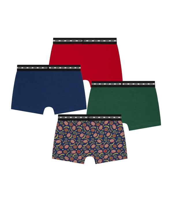 DIM Pack of 3 children's boxer shorts Red Green Blue Baseball Dim Stretch Cotton