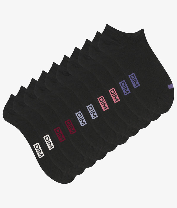 DIM Pack of 5 pairs of women's black cotton socks with EcoDim pastilles