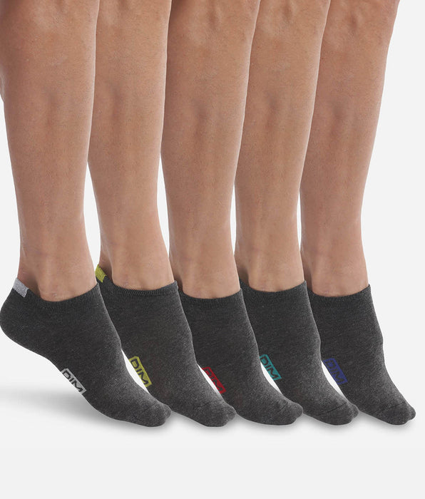 DIM Pack of 5 pairs of men's cotton ankle socks Medium grey EcoDim