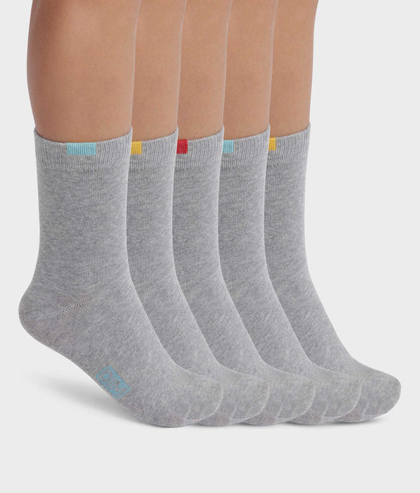 DIM Pack of 5 pairs of children's socks in Heather Gray EcoDim cotton