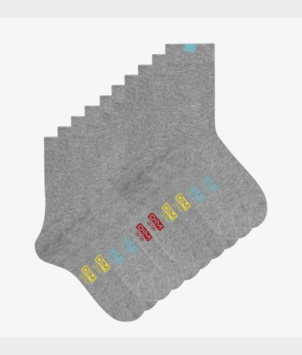 DIM Pack of 5 pairs of children's socks in Heather Gray EcoDim cotton
