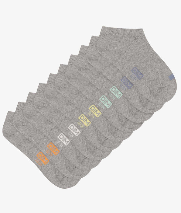 DIM Pack of 5 pairs of unisex grey cotton socks with EcoDim labels
