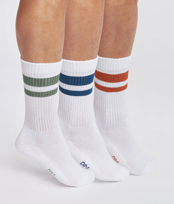 DIM EcoDim Sport Green White Pack of 3 pairs of men's cotton socks