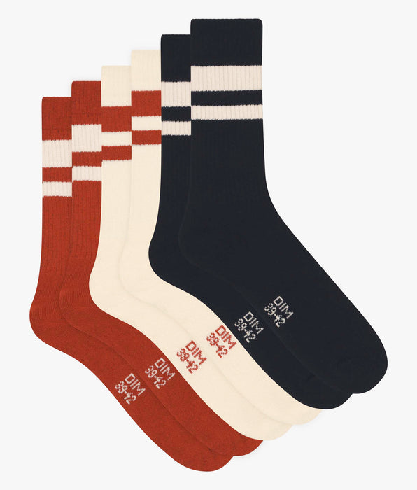 DIM Pack of 3 pairs of EcoDim Sport red cotton socks for men