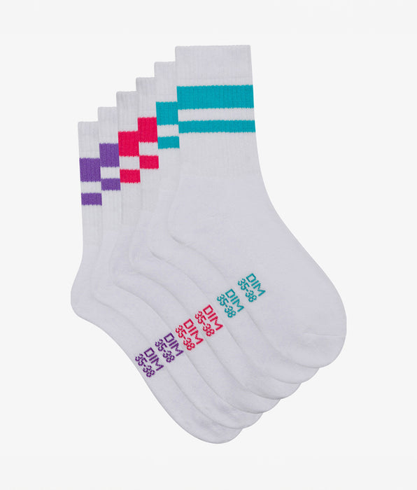 DIM EcoDim Sport Pack of 3 pairs of Red  women's cotton socks