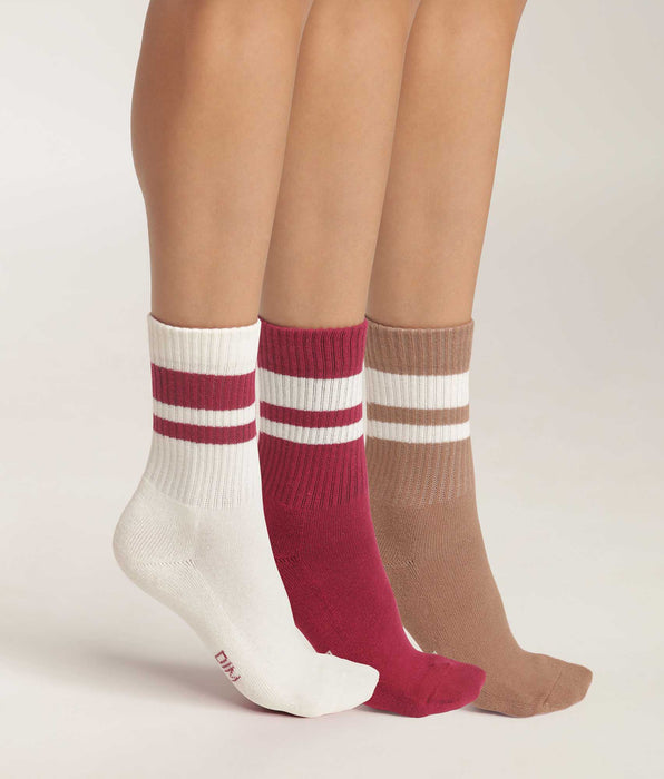 DIM Pack of 3 pairs of women's cotton socks Café EcoDim Sport