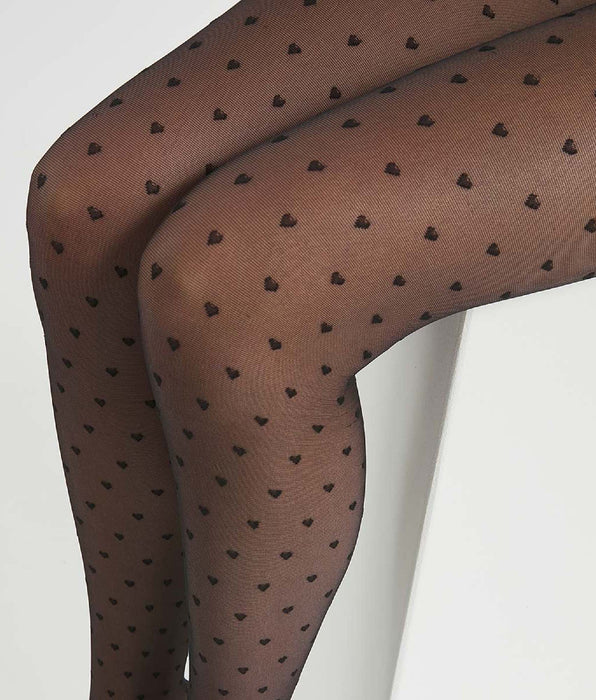 DIM Women's Black sheer tights with hearts 19D Dim Style