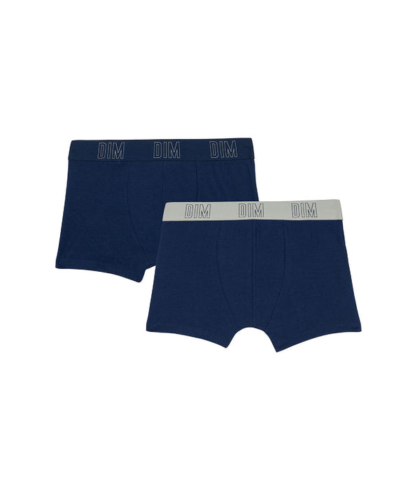 DIM Dim Skin Care Pack of 2 boys' boxers in Navy Blue organic cotton