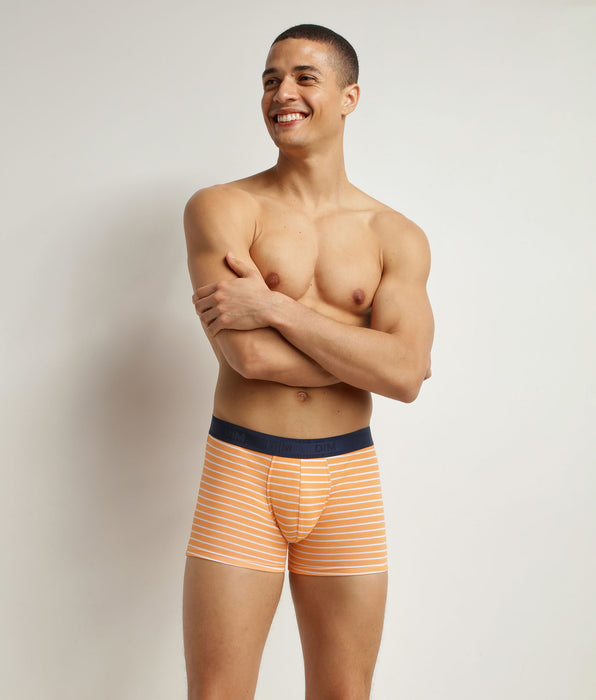DIM Men's stretch cotton orange striped boxer shorts Dim Fancy
