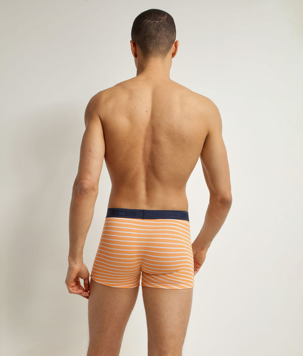 DIM Men's stretch cotton orange striped boxer shorts Dim Fancy