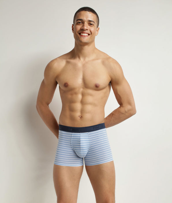 DIM Men's stretch cotton boxer shorts Blue stripes Dim Fancy