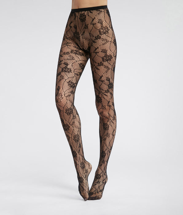 DIM Dim Style Black Women's fishnet and floral lace tights