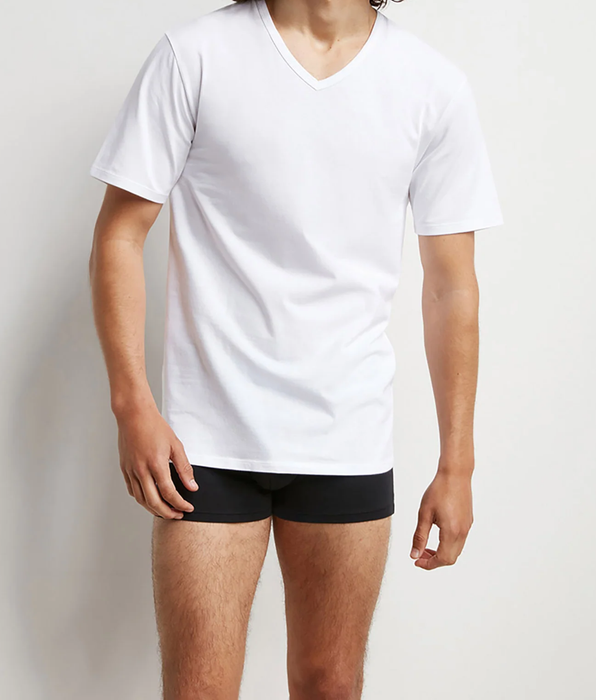 DIM Set of 2 Dim Sport white men's white cotton V-neck T-shirts with active temperature regulation