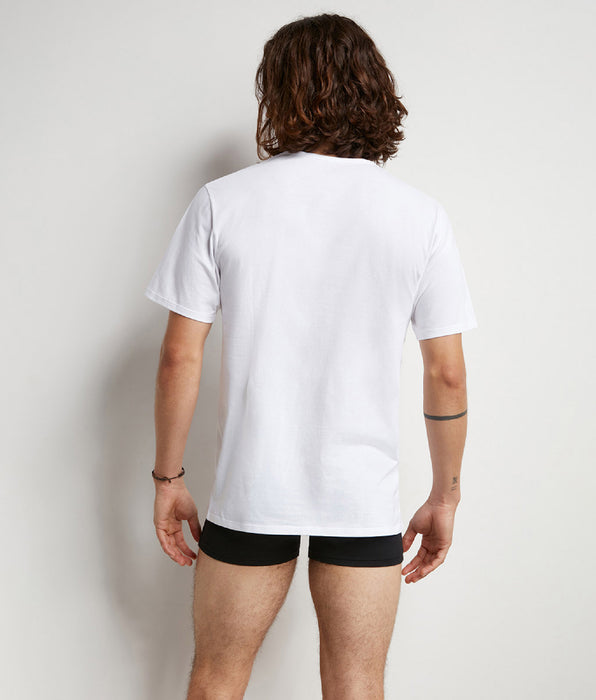 DIM Set of 2 Dim Sport white men's white cotton V-neck T-shirts with active temperature regulation