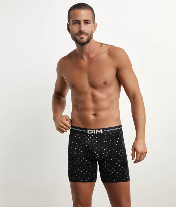 DIM Men's microfibre boxers in Black with logomania pattern Dim Icons Essentiel
