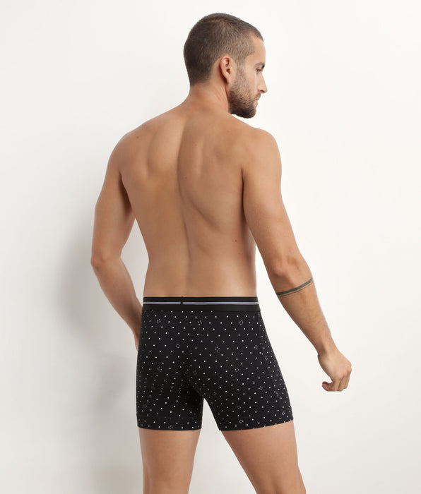 DIM Men's microfibre boxers in Black with logomania pattern Dim Icons Essentiel