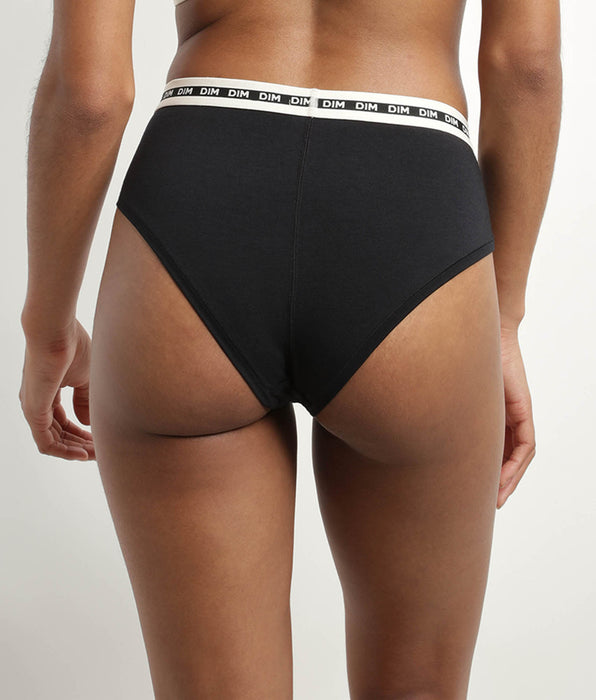 DIM Women's Black modal cotton shorty with contrasting waistband Dim Icon Essentiel