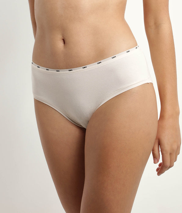 DIM Women's stretch cotton briefs in Beige with a thin waistband Dim Icon Essentiel