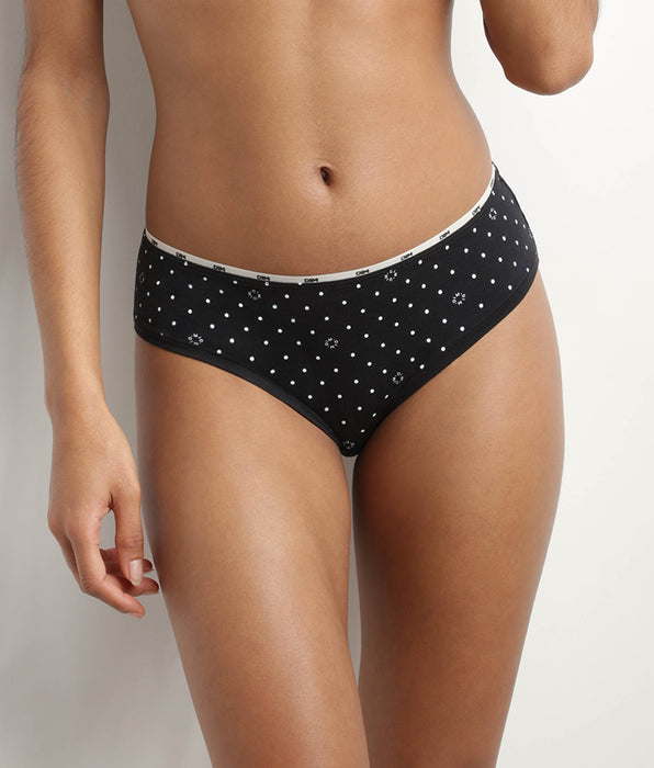 DIM Women's stretch cotton briefs black with logo pattern Dim Icon Essentiel