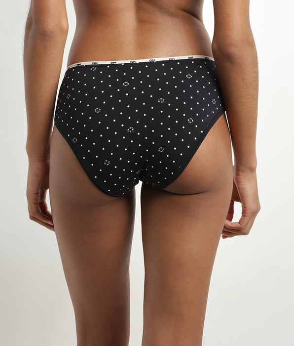 DIM Women's stretch cotton briefs black with logo pattern Dim Icon Essentiel